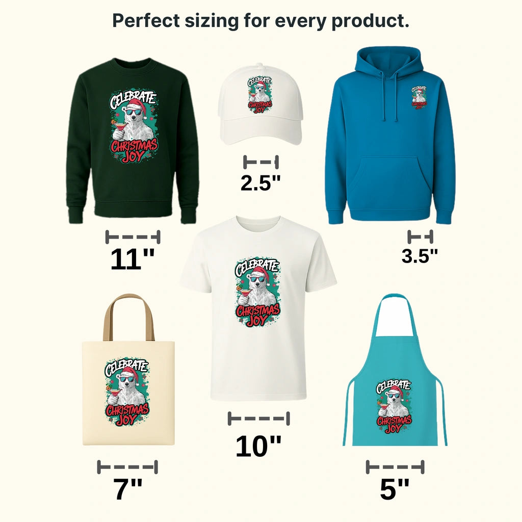 White Bear Joy Christmas design - DTF Heat Transfer - transferlegend