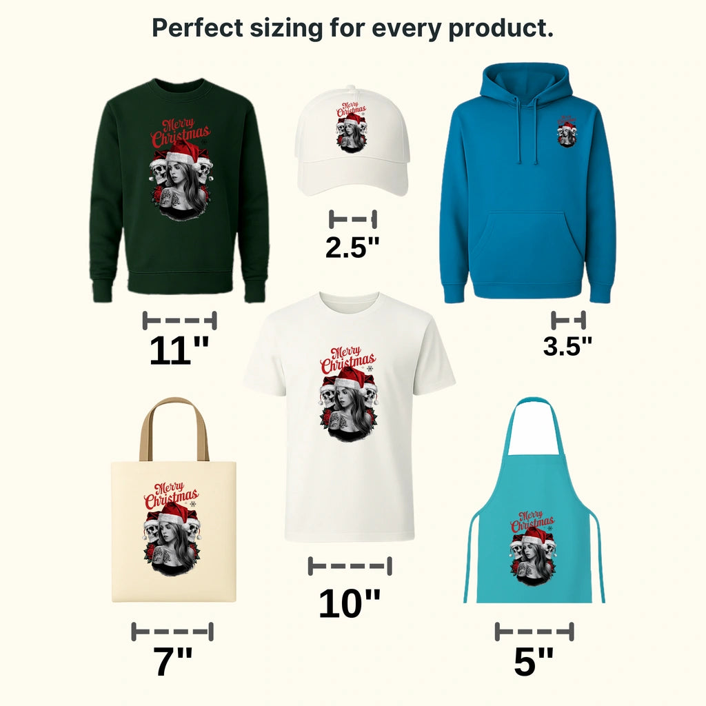 Lady & Skulls Christmas design - DTF Heat Transfer - transferlegend