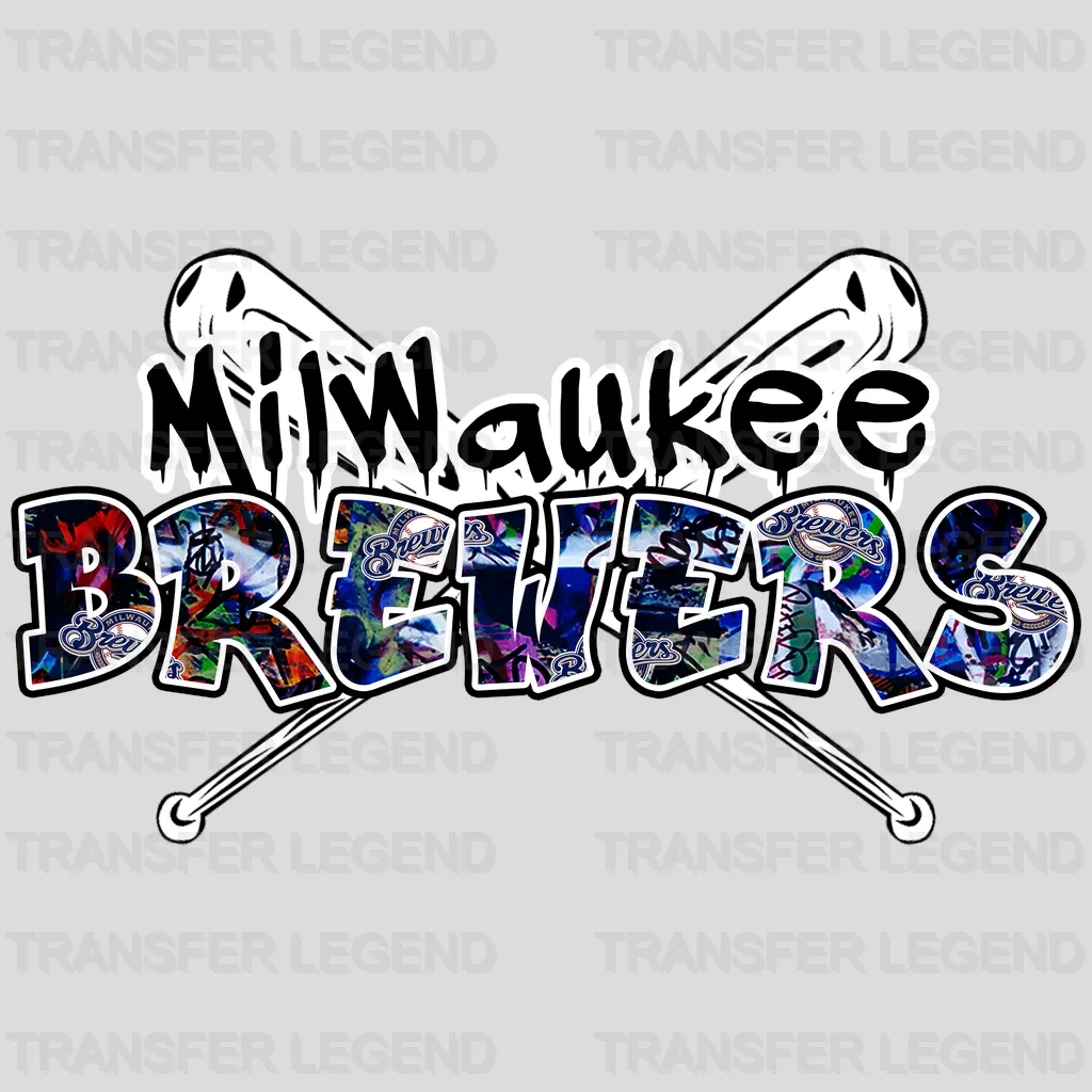 Milwaukee Brewers MLB Graffiti Wall Art Text Logo - DTF Iron On Transfer