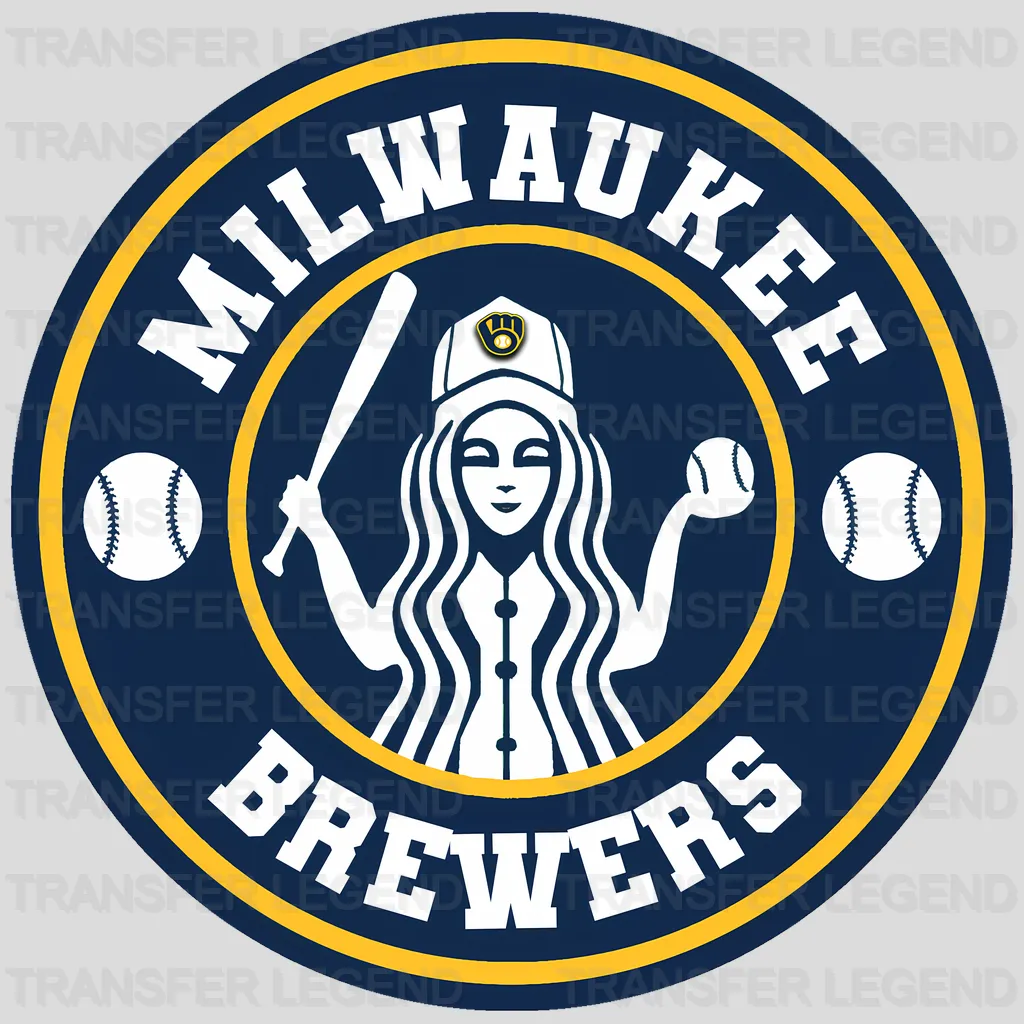 Milwaukee Brewers MLB Circle Badge Girl Silhouette Logo - DTF Iron On Transfer