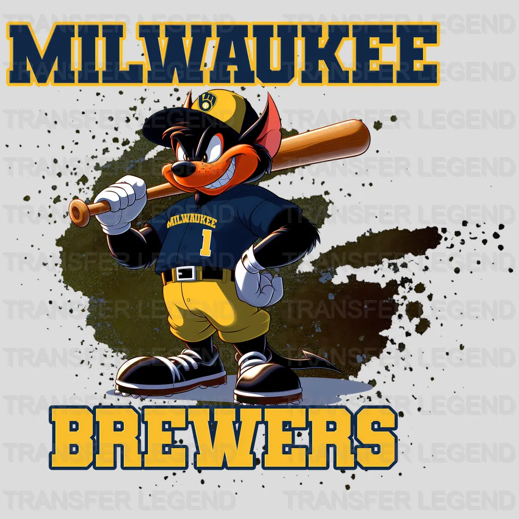 Milwaukee Brewers MLB Cartoon Kid Player Batting - DTF Iron On Transfer