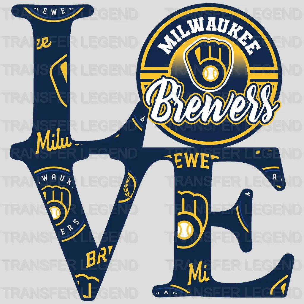 Milwaukee Brewers MLB Love DTF Iron On Transfer