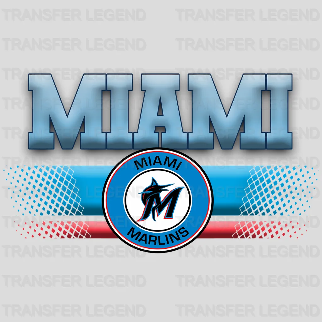 Miami Marlins MLB Metallic Bar Logo - DTF Iron On Transfer