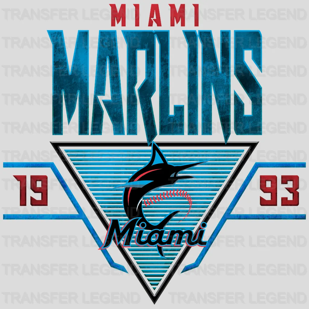 Miami Marlins MLB Vintage Teal Typography Logo - DTF Iron On Transfer