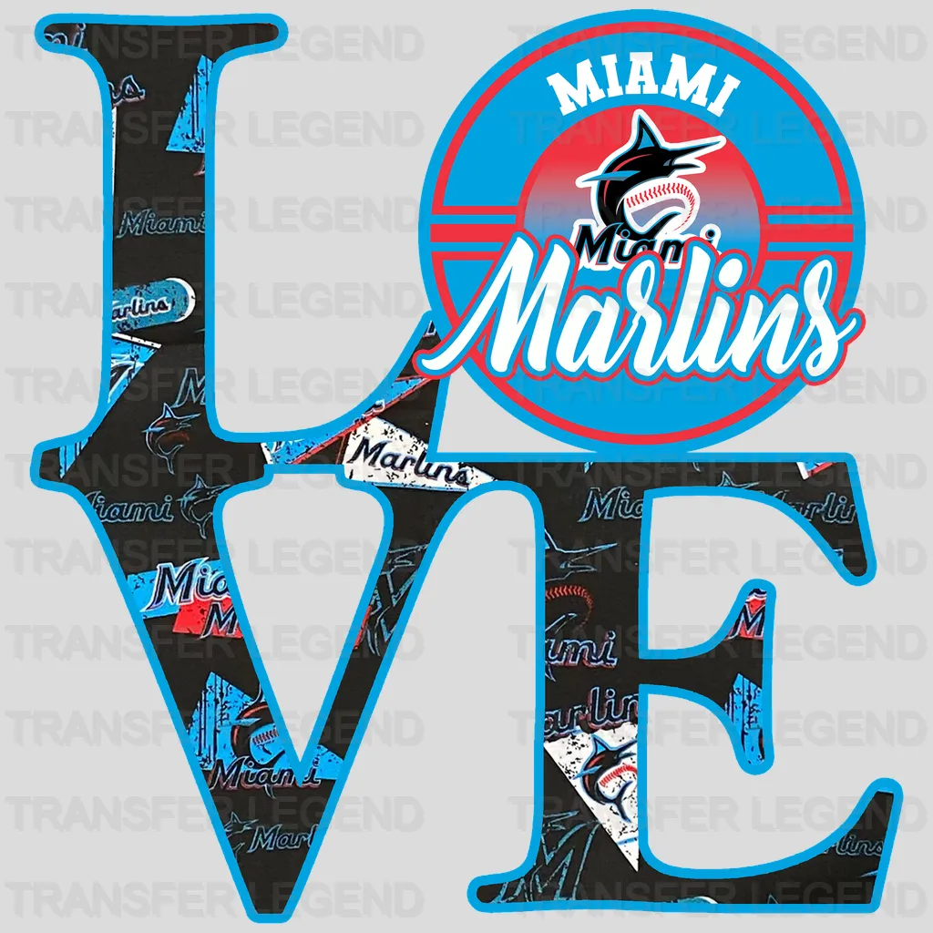 Miami Marlins MLB Love DTF Iron On Transfer