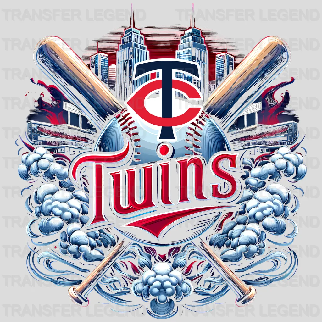 Minnesota Twins MLB Crossed Bats Shield Emblem - DTF Iron On Transfer