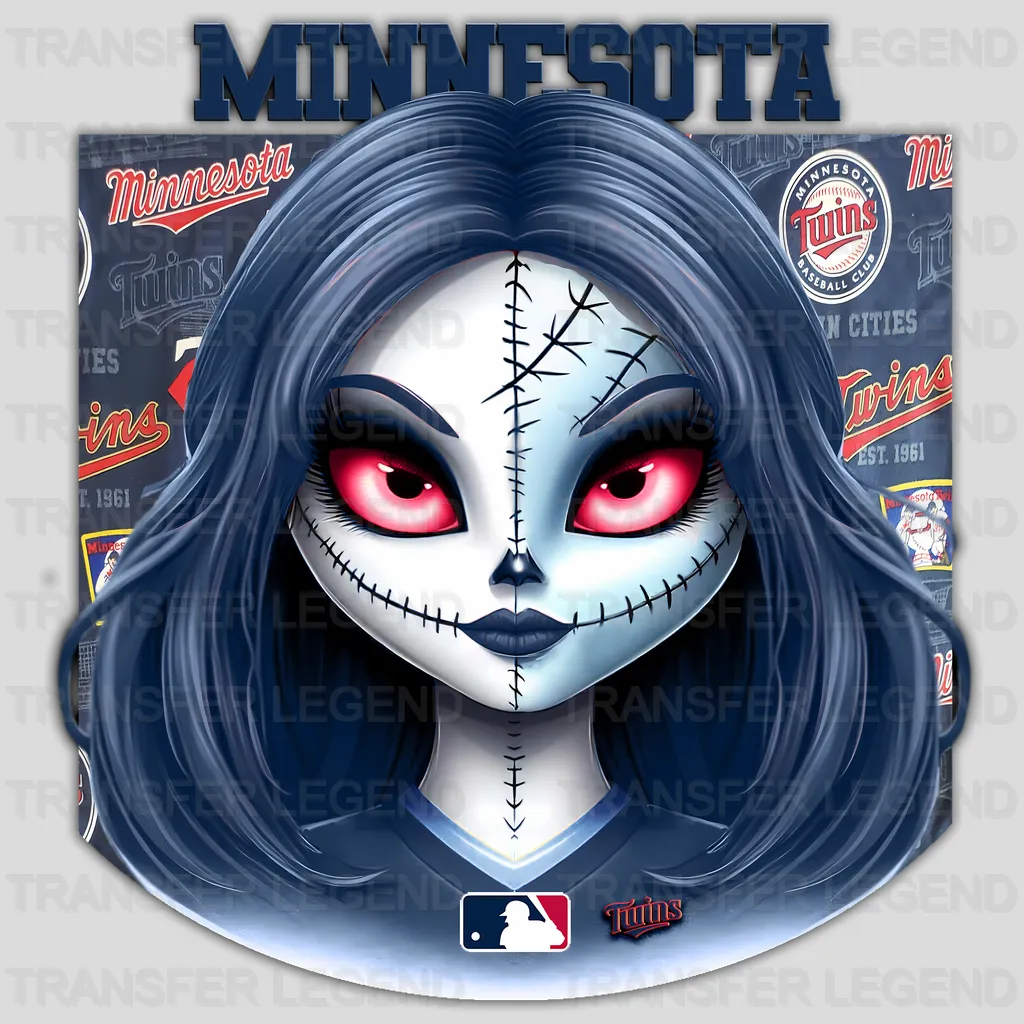Minnesota Twins MLB Gothic Girl Illustration - DTF Iron On Transfer