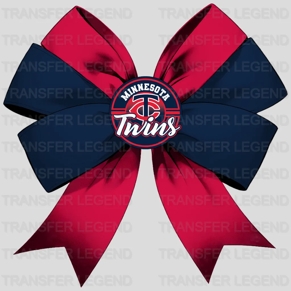 Minnesota Twins MLB Elegant Red & Navy Bow Ribbon - DTF Iron On Transfer