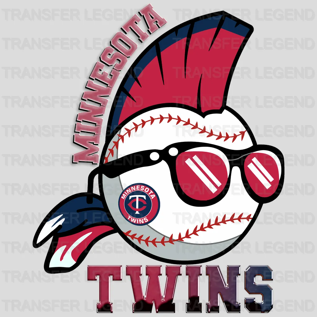 Minnesota Twins MLB Punk Skull With Mohawk & Glasses - DTF Iron On Transfer