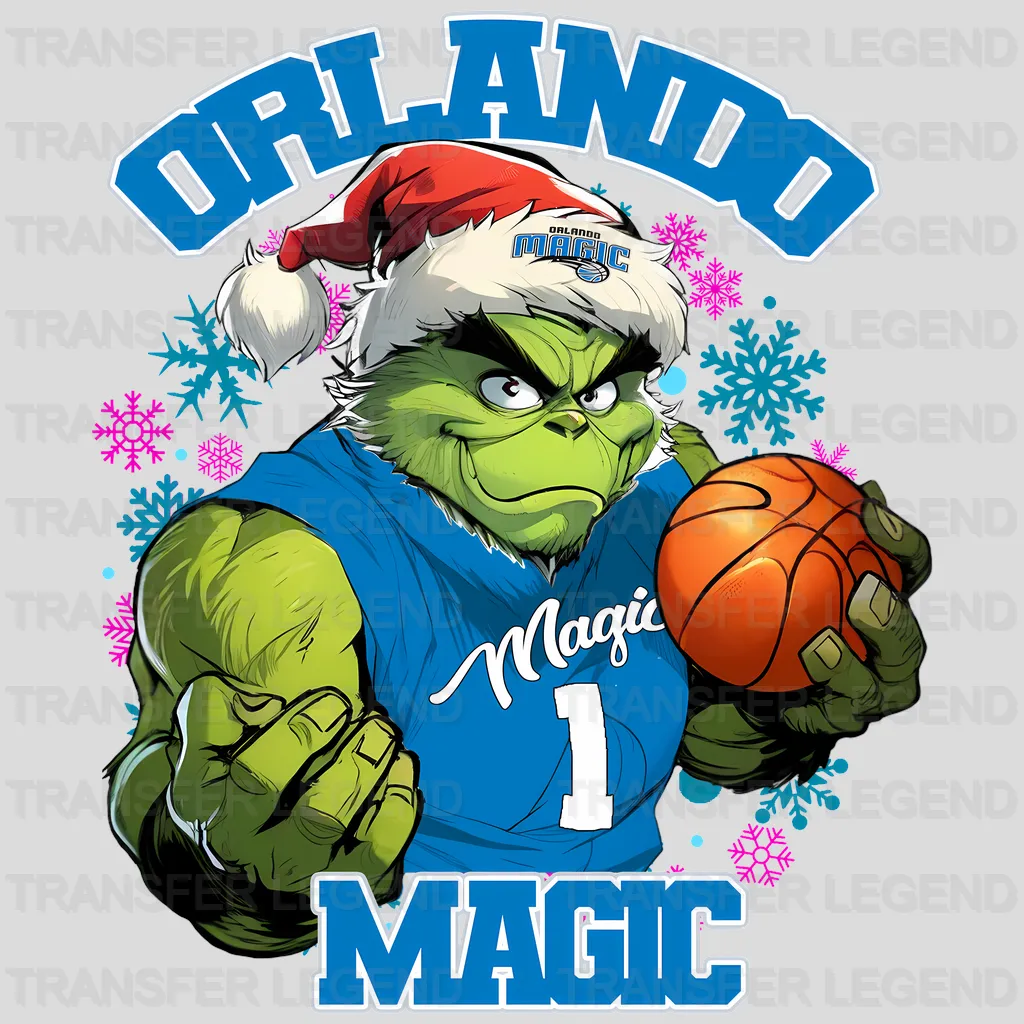 Orlando Magic NBA Grinch Christmas Santa Hat Art - DTF Iron On Transfer