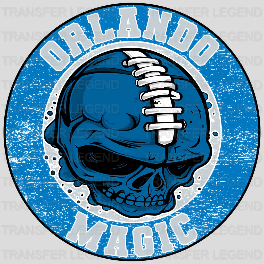 Orlando Magic NBA Blue Skull With Helmet Art - DTF Iron On Transfer
