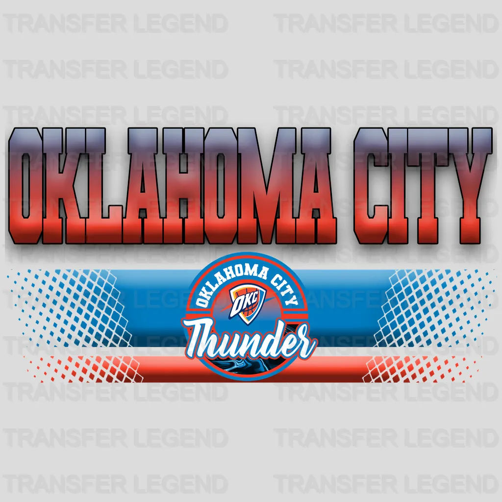 Oklahoma City Thunder NBA Text Logo Banner Gradient - DTF Iron On Transfer