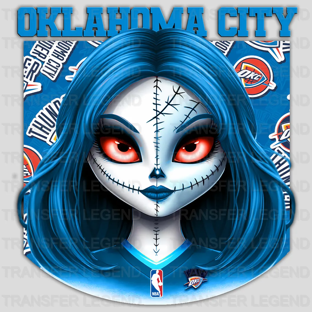 Oklahoma City Thunder NBA Gothic Girl Illustration - DTF Iron On Transfer