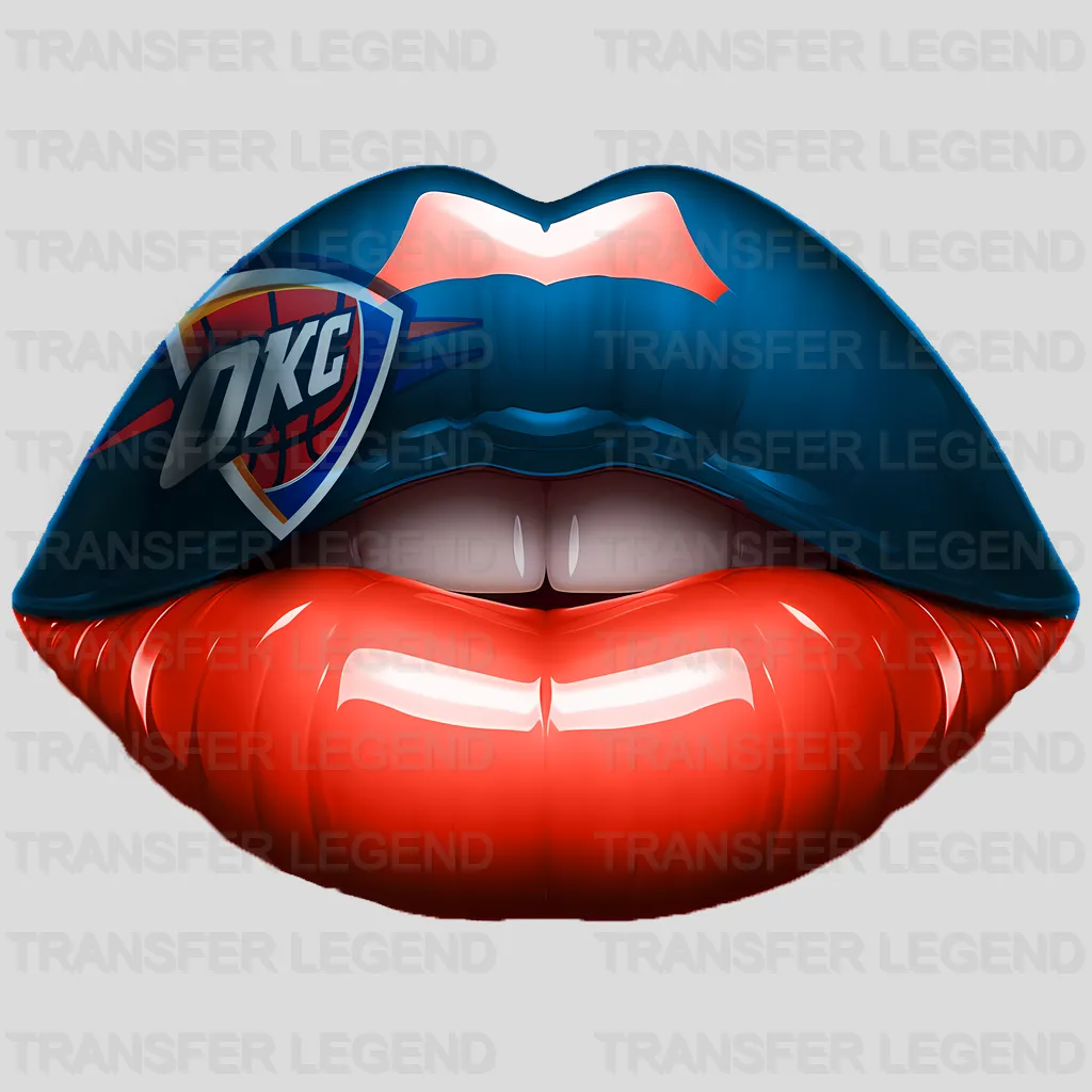 Oklahoma City Thunder NBA Blue & Orange Lips Logo Art Illustration - DTF Iron On Transfer