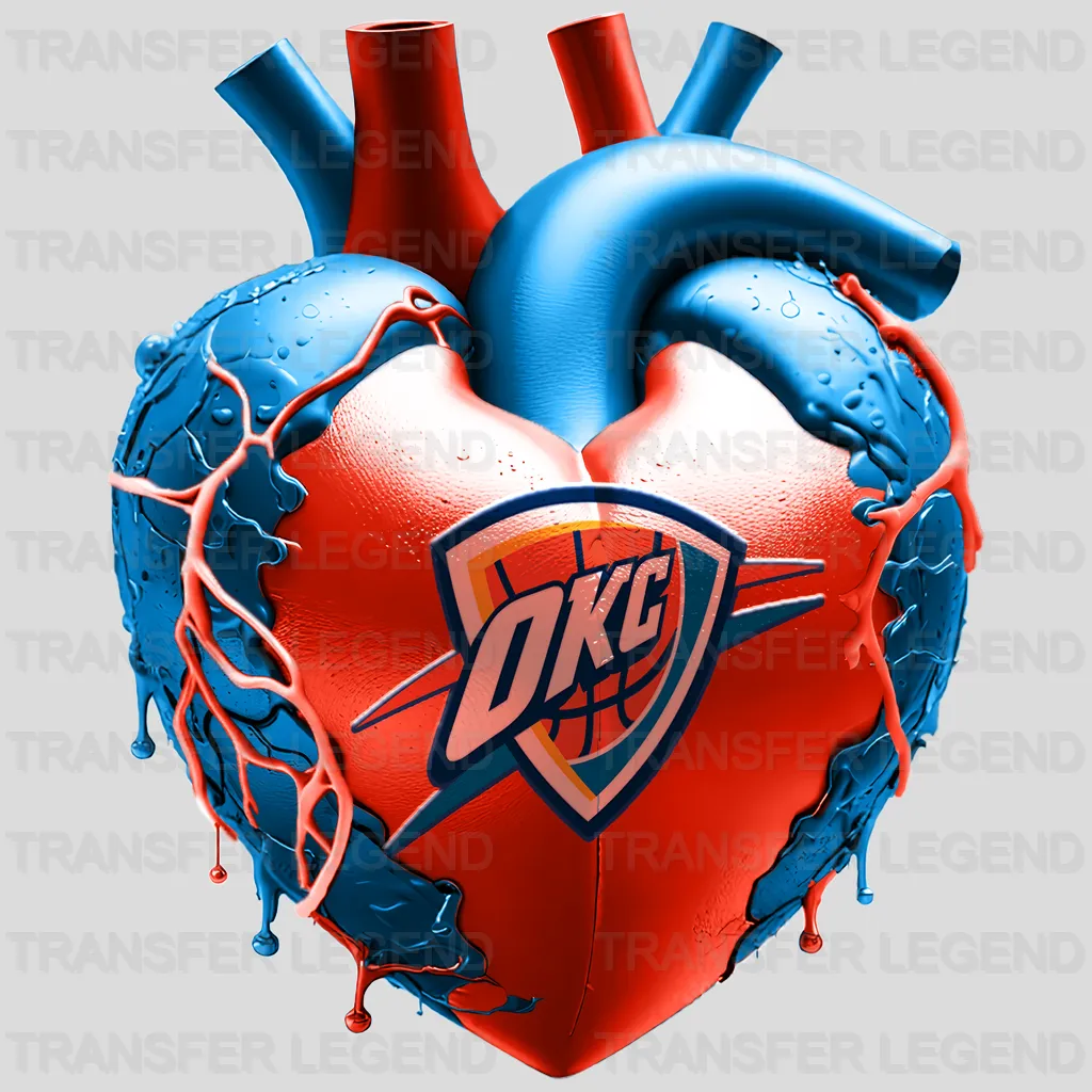 Oklahoma City Thunder NBA Realistic Anatomical Heart Art - DTF Iron On Transfer