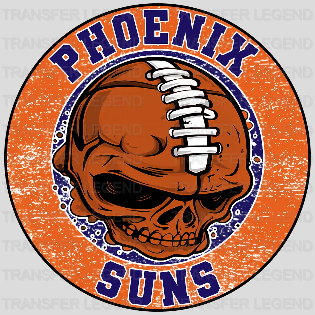 Phoenix Suns NBA Orange Skull With Helmet Art - DTF Iron On Transfer