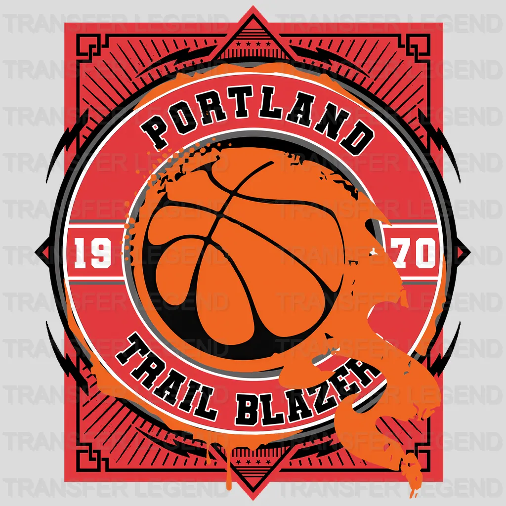 Portland Trail Blazers NBA Orange Shape Logo Art - DTF Iron On Transfer