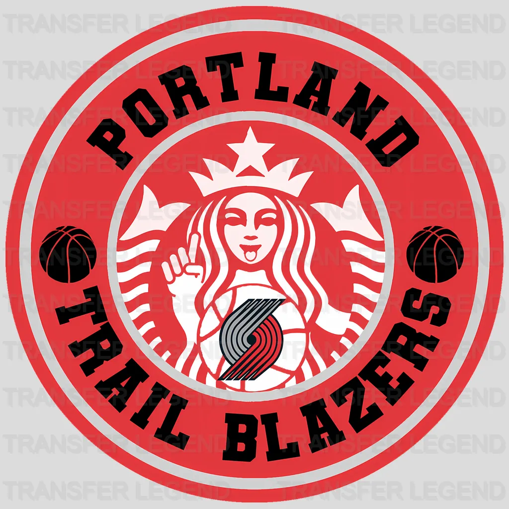 Portland Trail Blazers NBA Coffee Logo Parody Emblem - DTF Iron On Transfer
