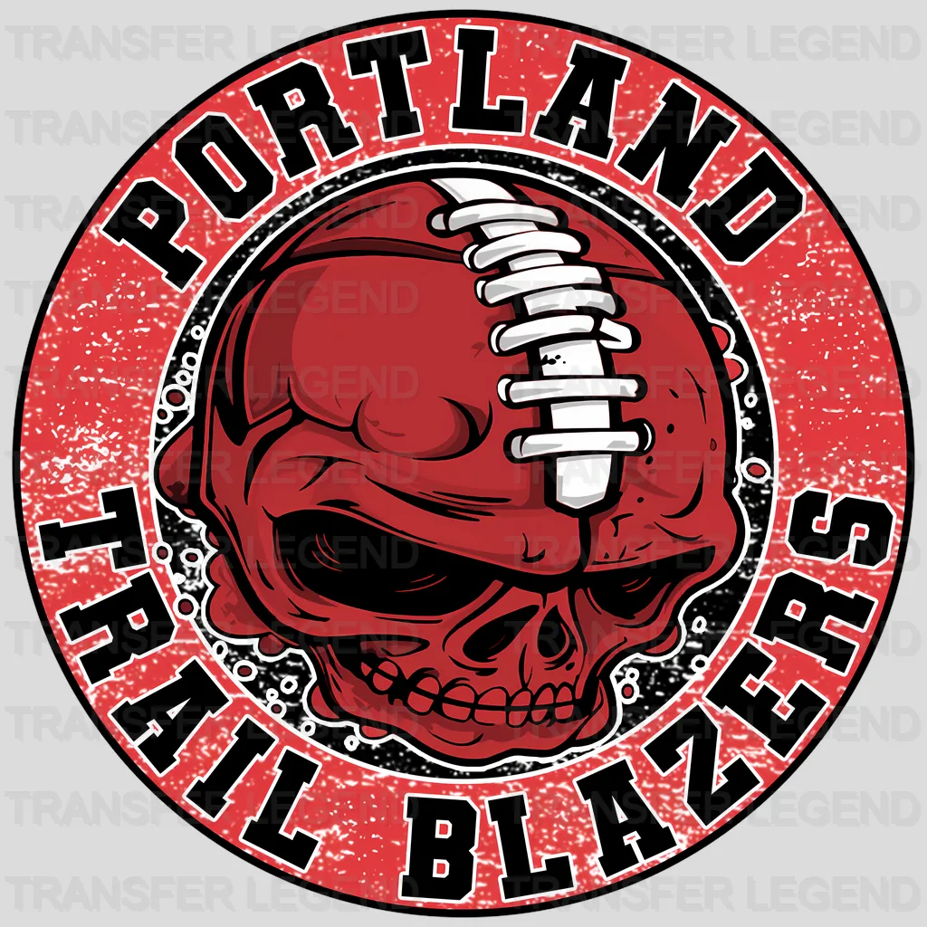 Portland Trail Blazers NBA Red Skull With Helmet Art - DTF Iron On Transfer