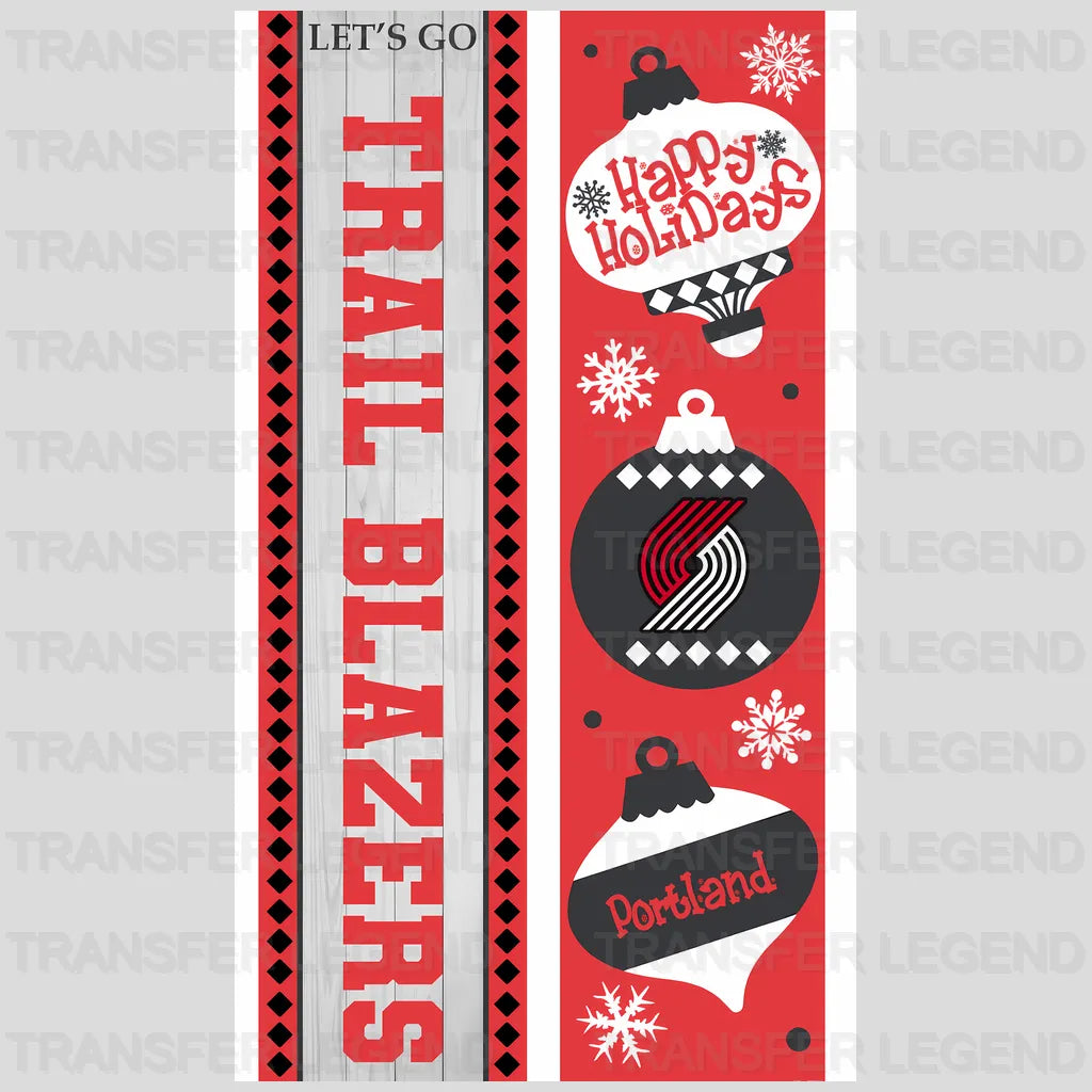 Portland Trail Blazers NBA Vertical Strip Banner Logo Patterned - DTF Iron On Transfer