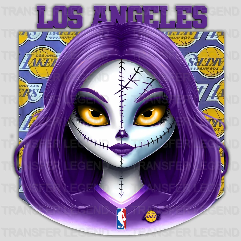 Los Angeles Lakers NBA Gothic Girl Illustration - DTF Iron On Transfer