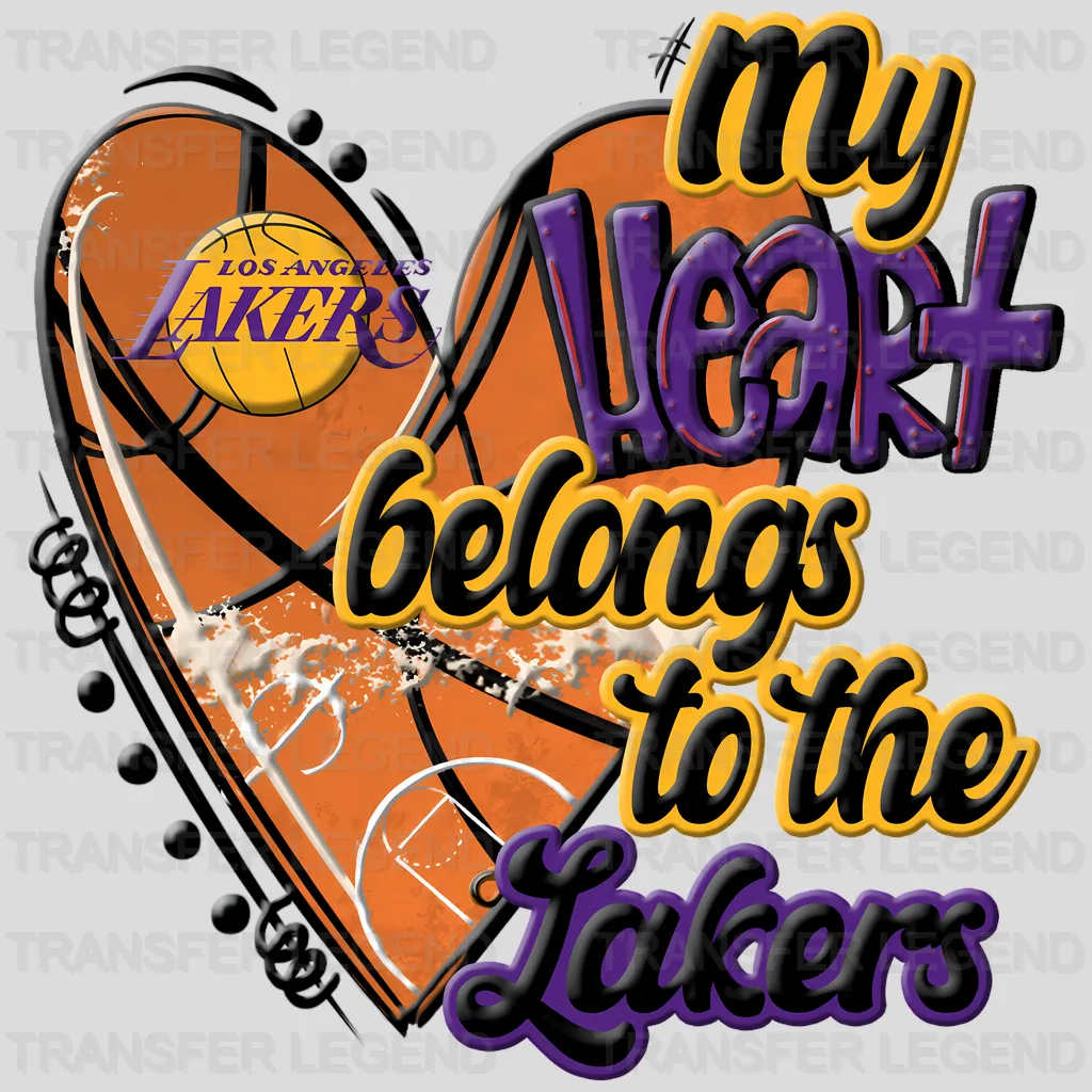 Los Angeles Lakers NBA Los Angeles My Heart Belongs To The Lakers DTF Iron On Transfer