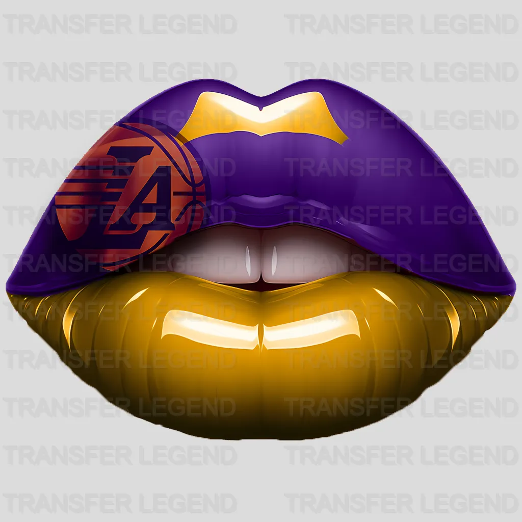 Los Angeles Lakers NBA Purple & Gold Lips Logo Art Illustration - DTF Iron On Transfer