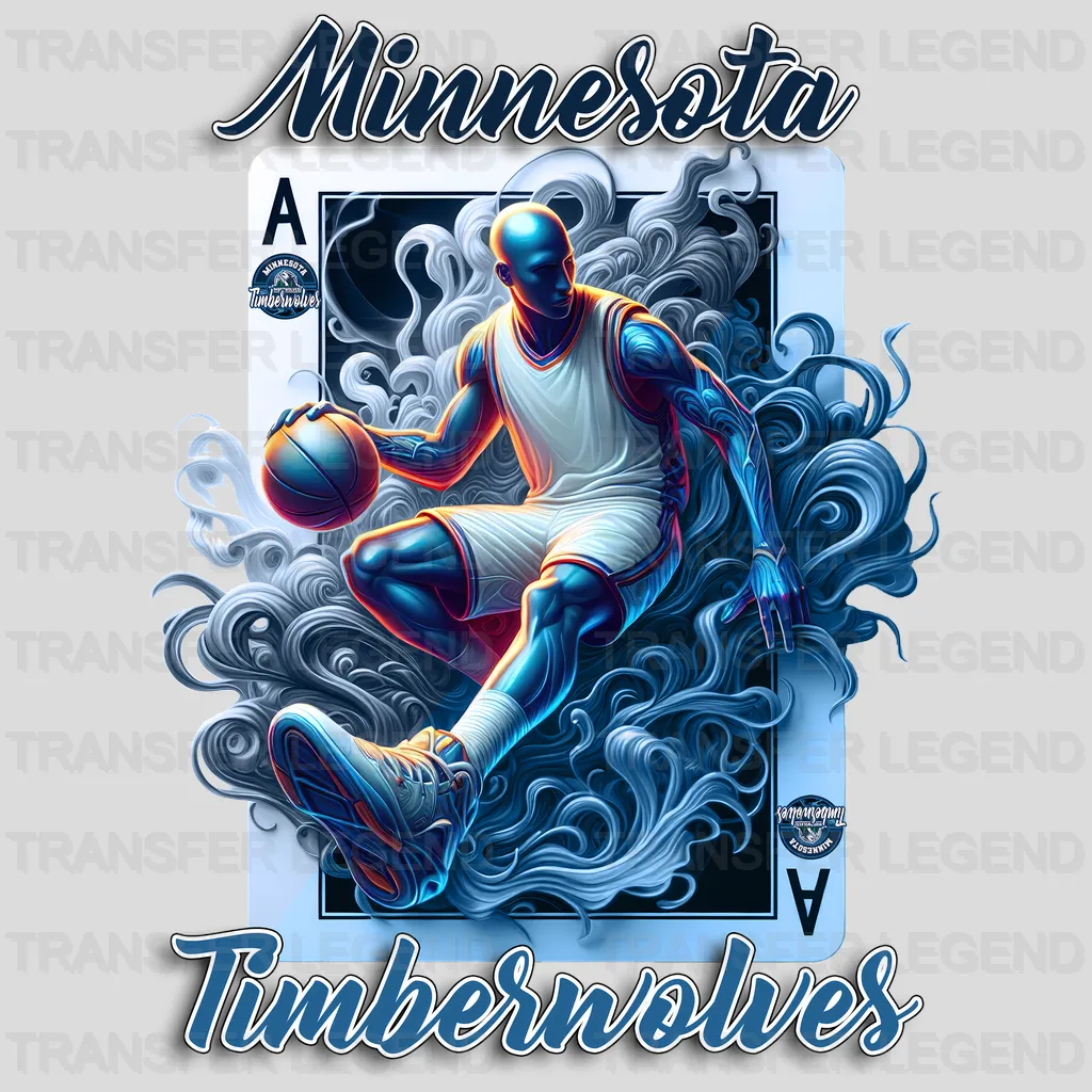 Minnesota Timberwolves NBA Skeleton Playing Card Art - DTF Iron On Transfer