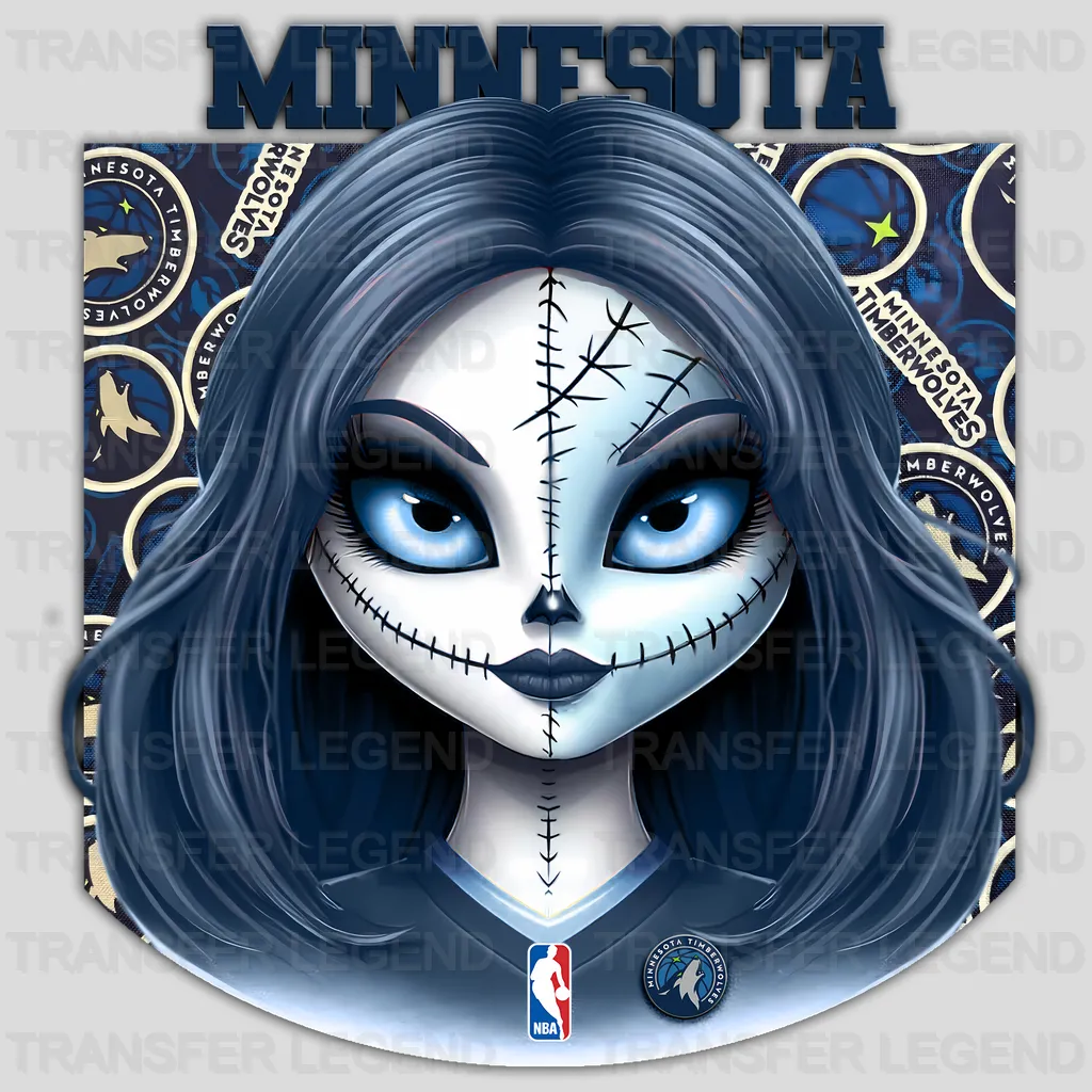 Minnesota Timberwolves NBA Gothic Girl Illustration - DTF Iron On Transfer