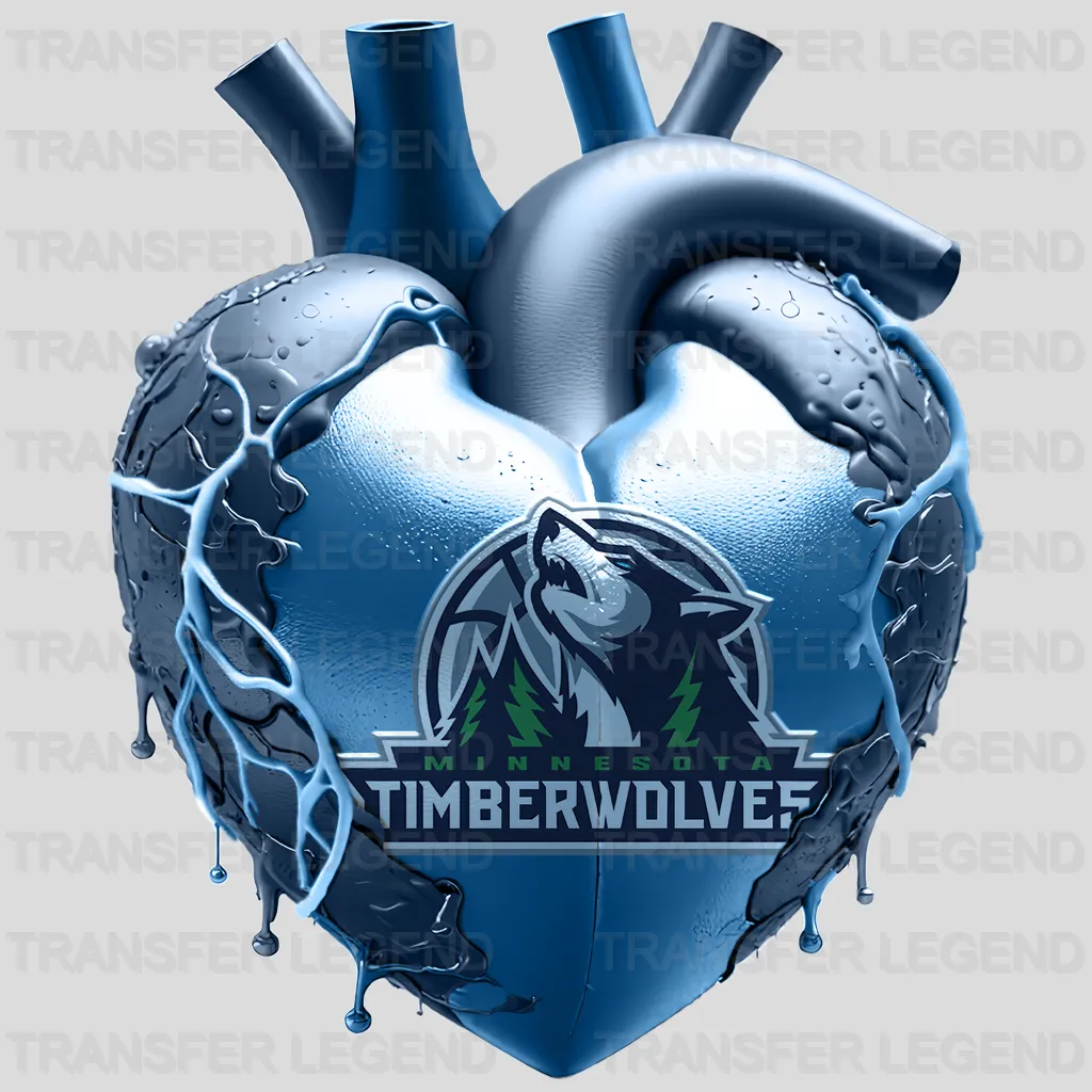 Minnesota Timberwolves NBA Realistic Anatomical Heart Art - DTF Iron On Transfer