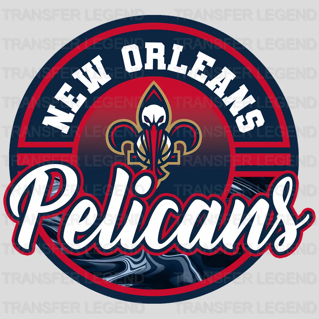 New Orleans Pelicans NBA Text Logo With Swoosh Graphic - DTF Iron On Transfer