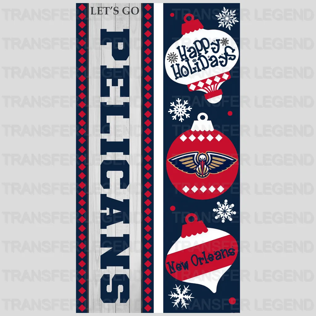 New Orleans Pelicans NBA Vertical Strip Banner Logo Patterned - DTF Iron On Transfer