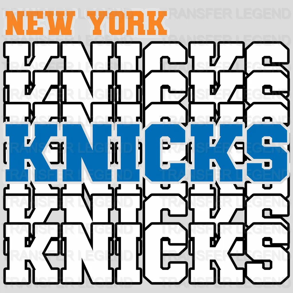 New York Knicks NBA Repeated Text Pattern Block Logo - DTF Iron On Transfer
