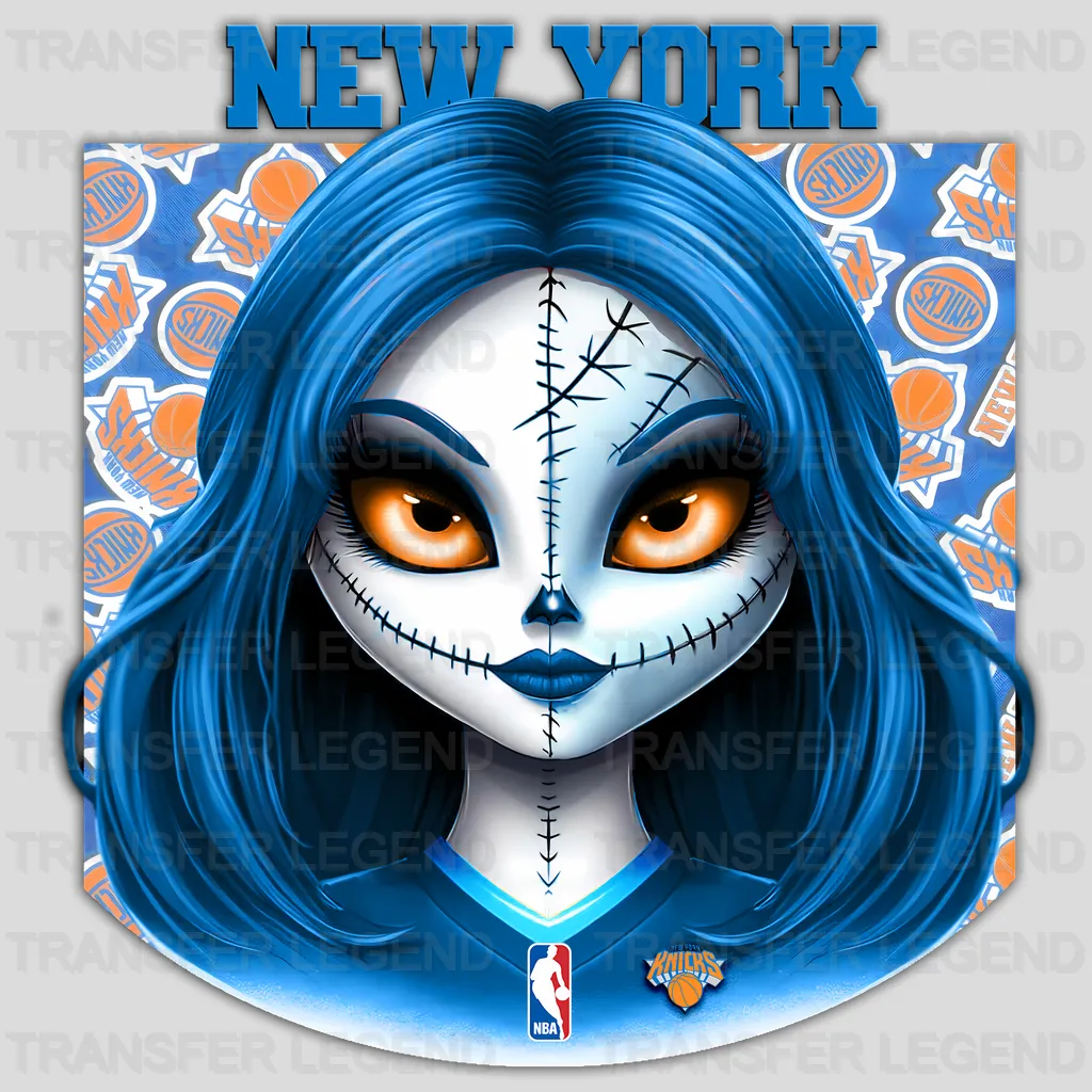 New York Knicks NBA Gothic Girl Illustration - DTF Iron On Transfer