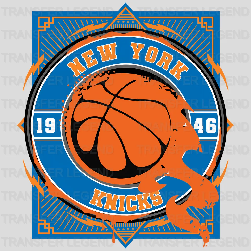 New York Knicks NBA Vintage Square Logo Emblem - DTF Iron On Transfer