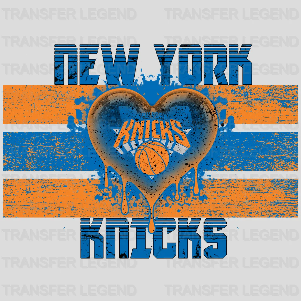 New York Knicks NBA Distressed Flag Heart Shape - DTF Iron On Transfer