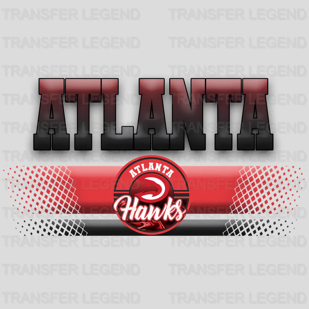 Atlanta Hawks NBA Text Logo Red & Black Gradient - DTF Iron On Transfer