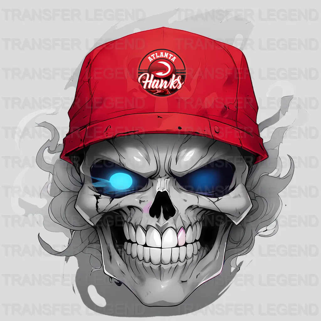 Atlanta Hawks NBA Skull With Cap & Smoke Effect - DTF Iron On Transfer