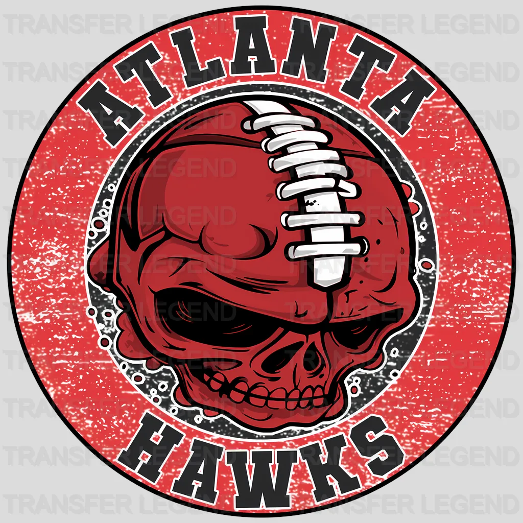 Atlanta Hawks NBA Red Skull With Helmet Art - DTF Iron On Transfer