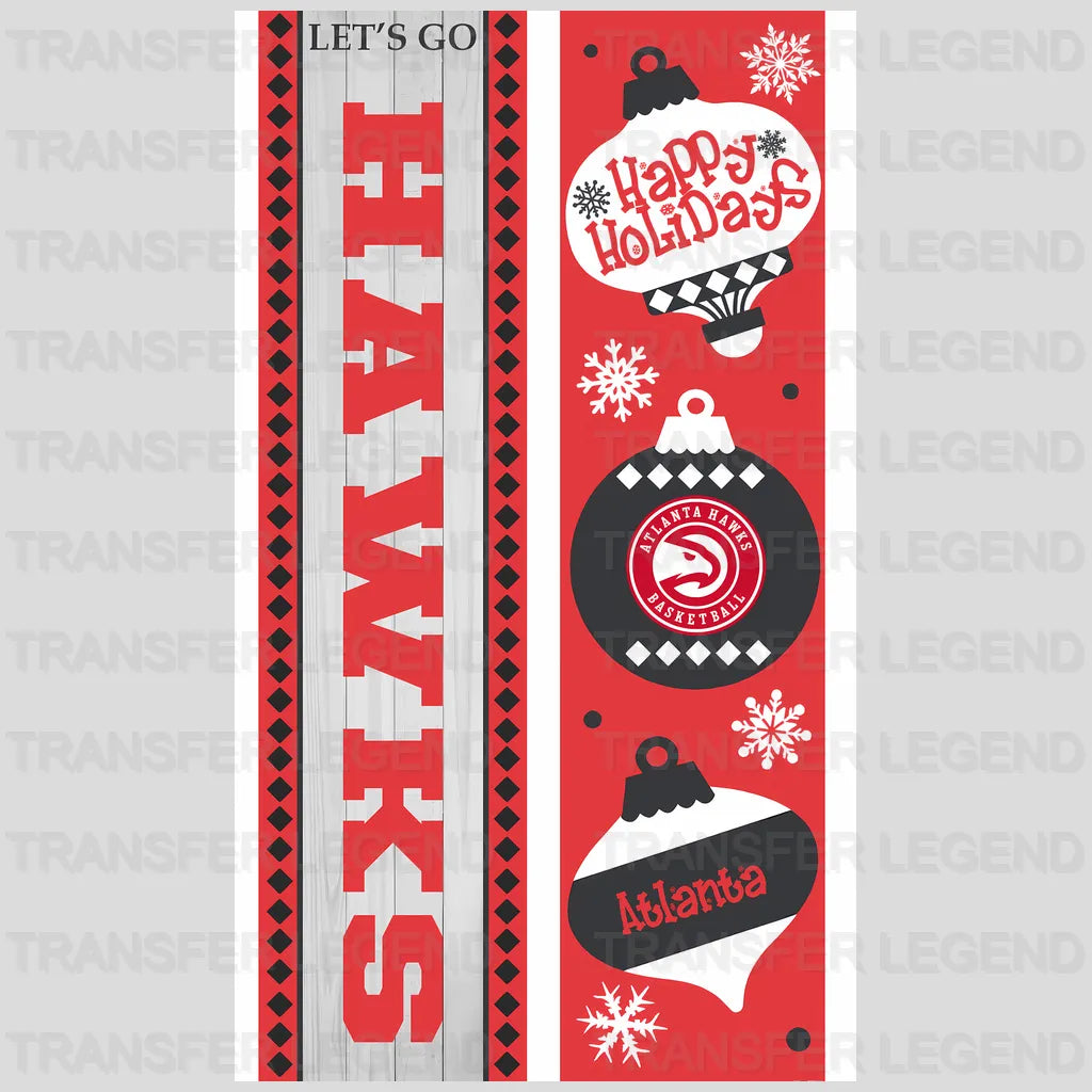 Atlanta Hawks NBA Vertical Strip Banner Logo Patterned - DTF Iron On Transfer