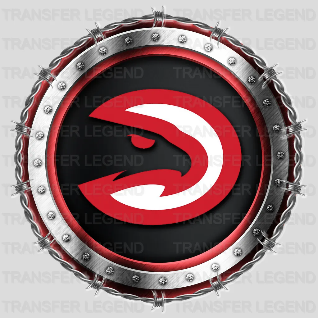 Atlanta Hawks NBA Chrome Metal Circle Badge 3D - DTF Iron On Transfer