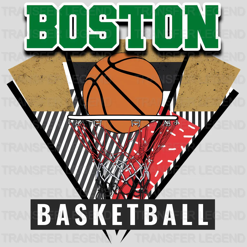 Boston Celtics NBA Triangle Geometric Art - DTF Iron On Transfer