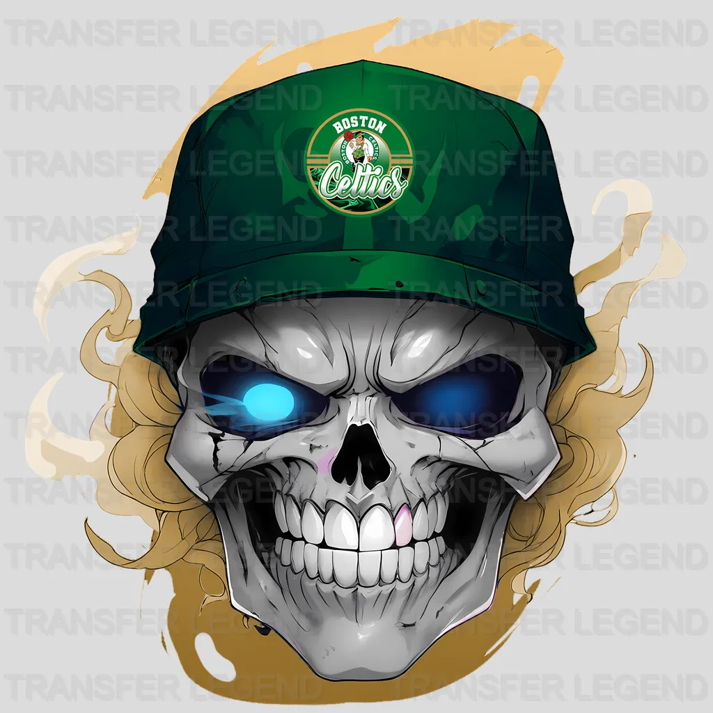Boston Celtics NBA Skull With Cap & Smoke Effect - DTF Iron On Transfer
