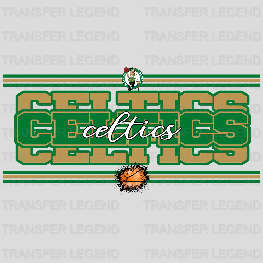 Boston Celtics NBA Text Logo Strip Banner - DTF Iron On Transfer
