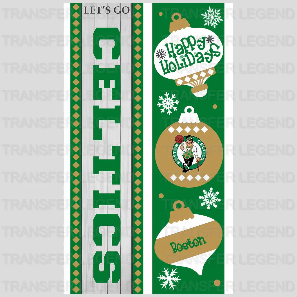 Boston Celtics NBA Vertical Strip Banner Logo White - DTF Iron On Transfer