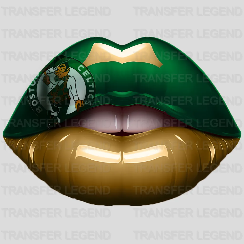 Boston Celtics NBA Green Lips Logo Art Illustration - DTF Iron On Transfer