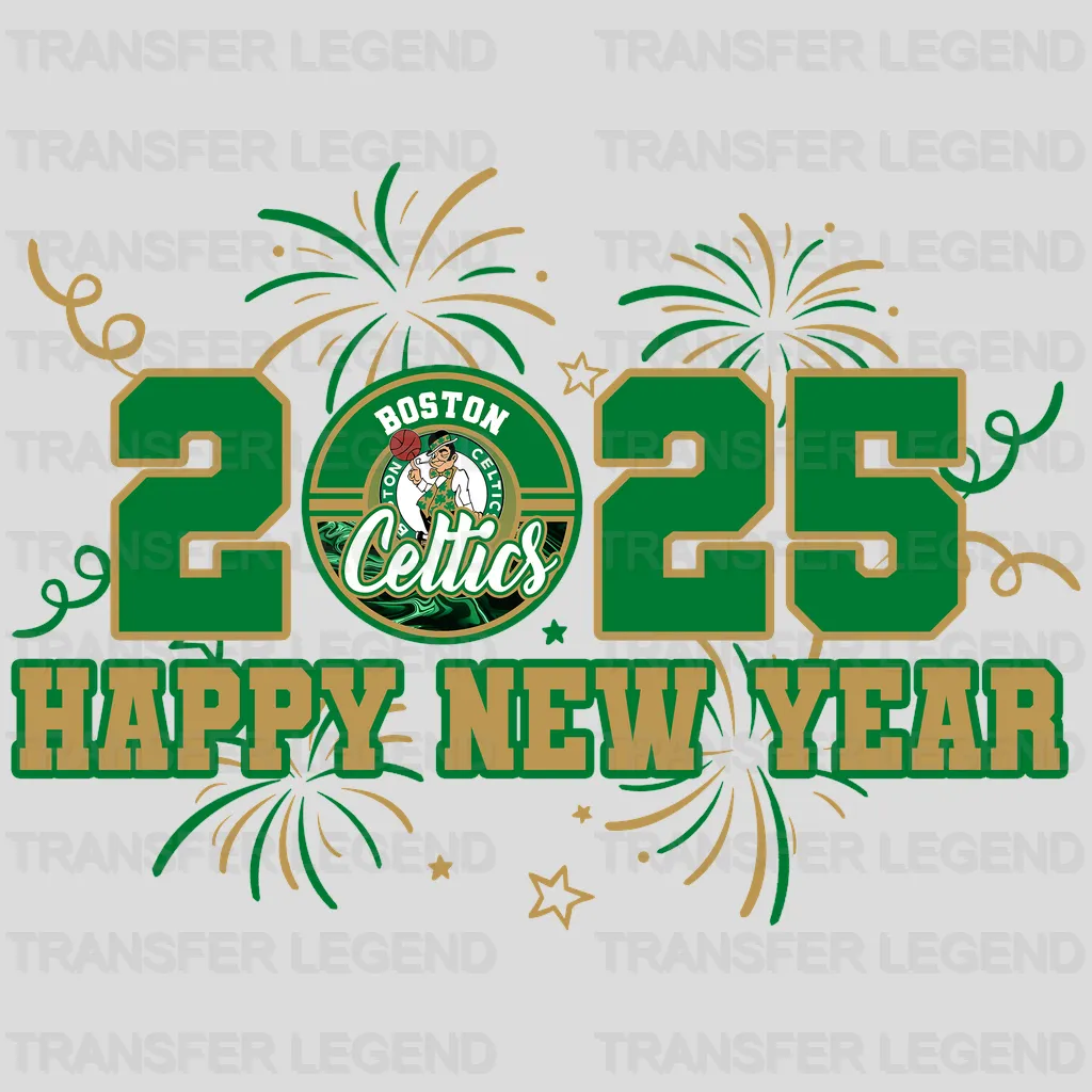 Boston Celtics NBA 2025 Happy New Year DTF Iron On Transfer