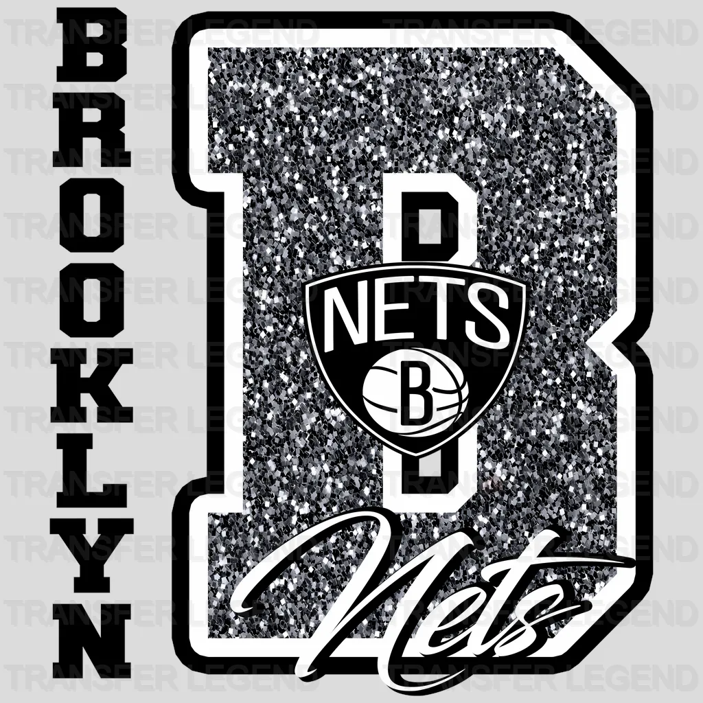 Brooklyn Nets NBA Glitter Chenille Letter B Logo - DTF Iron On Transfer