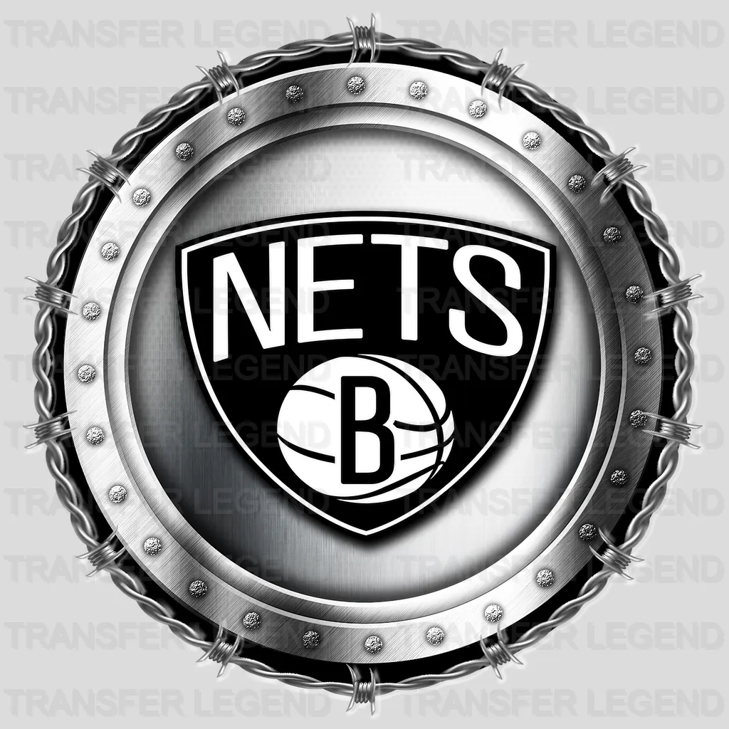 Brooklyn Nets NBA Chrome Metal Circle Badge 3D - DTF Iron On Transfer