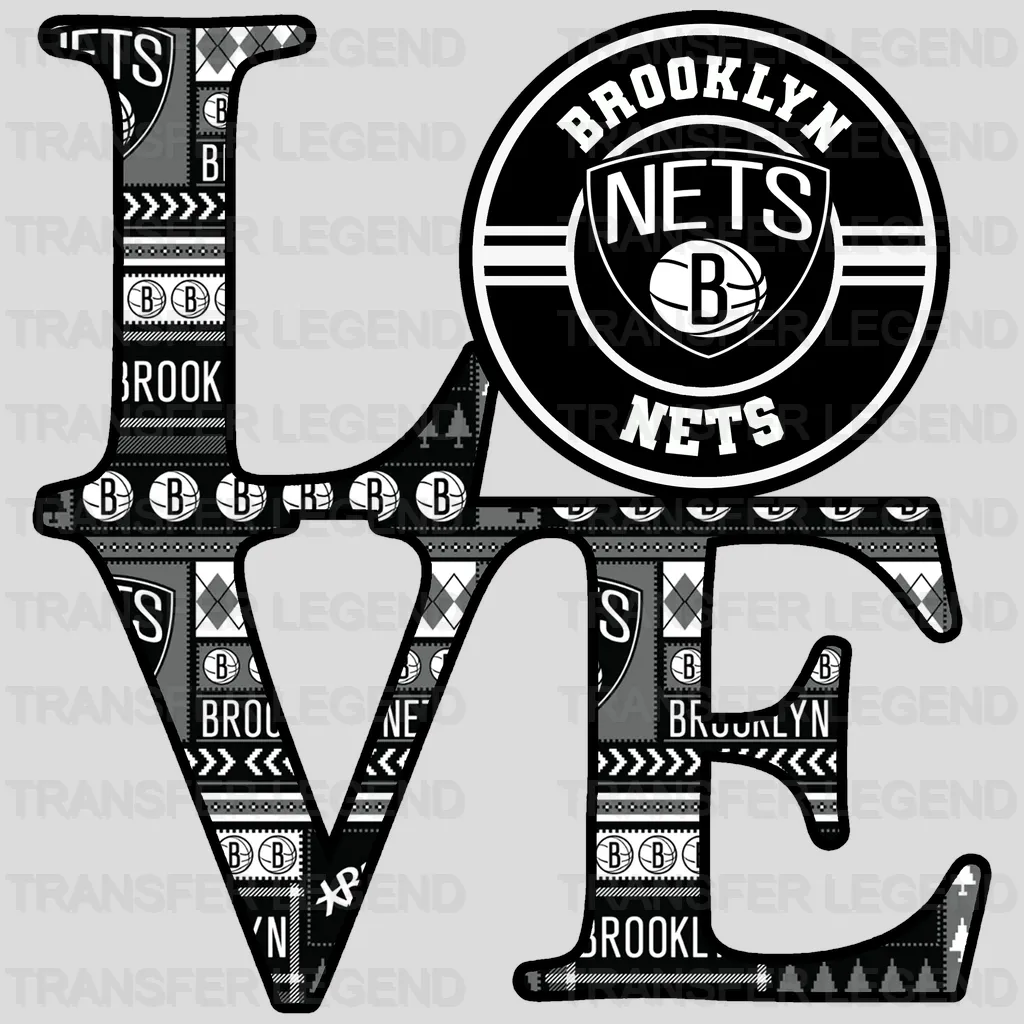 Brooklyn Nets NBA Love DTF Iron On Transfer